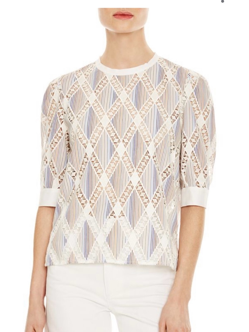 Sandro Paris  Geo-lace Pattern Top In Multicolor size:XS US1